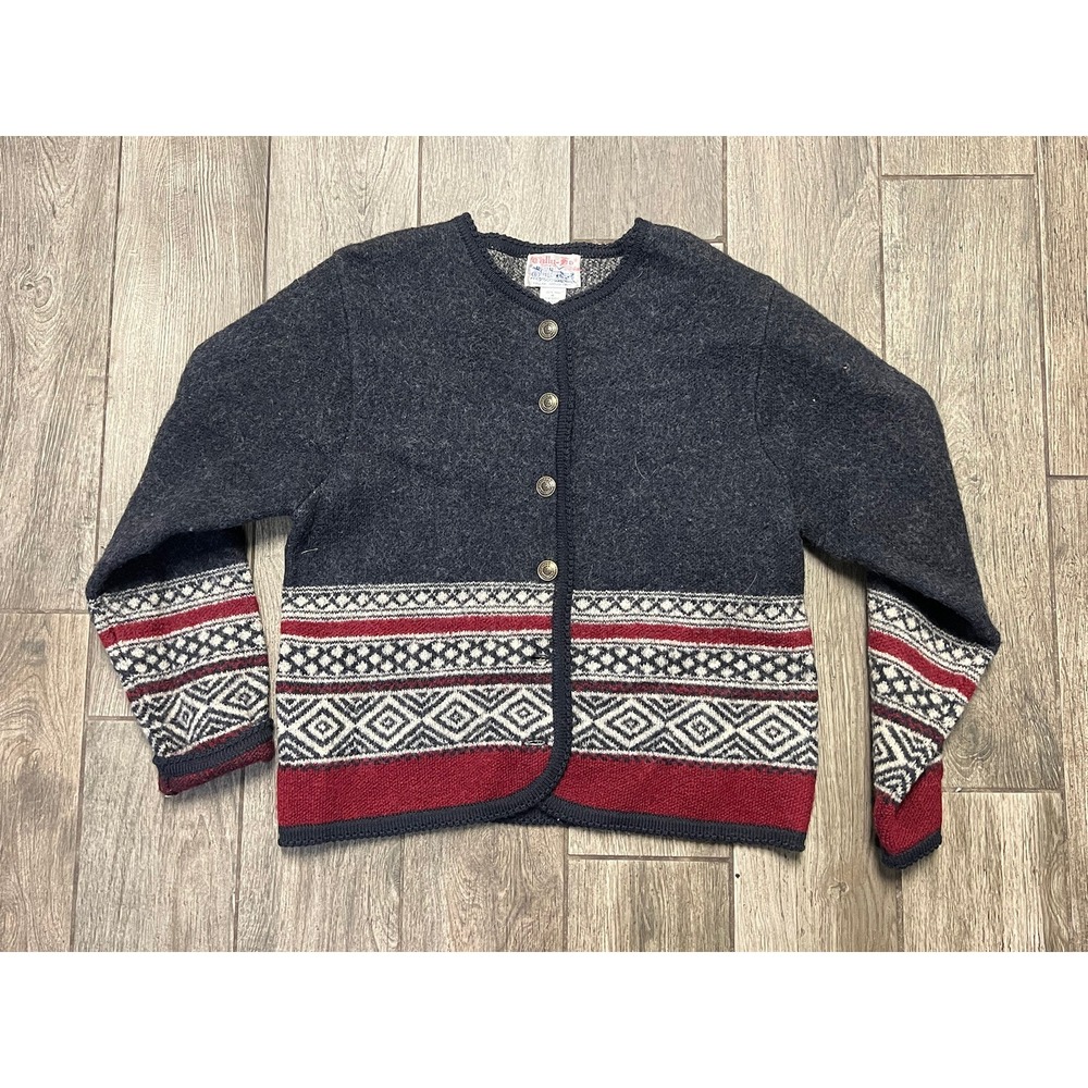 Tally Ho Button Cardigan Vintage Sweater 100% Wool Women's Medium